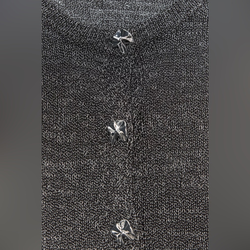 ZARA METALLIC THREAD BUTTON CARDIGAN - Picture 5 of 7